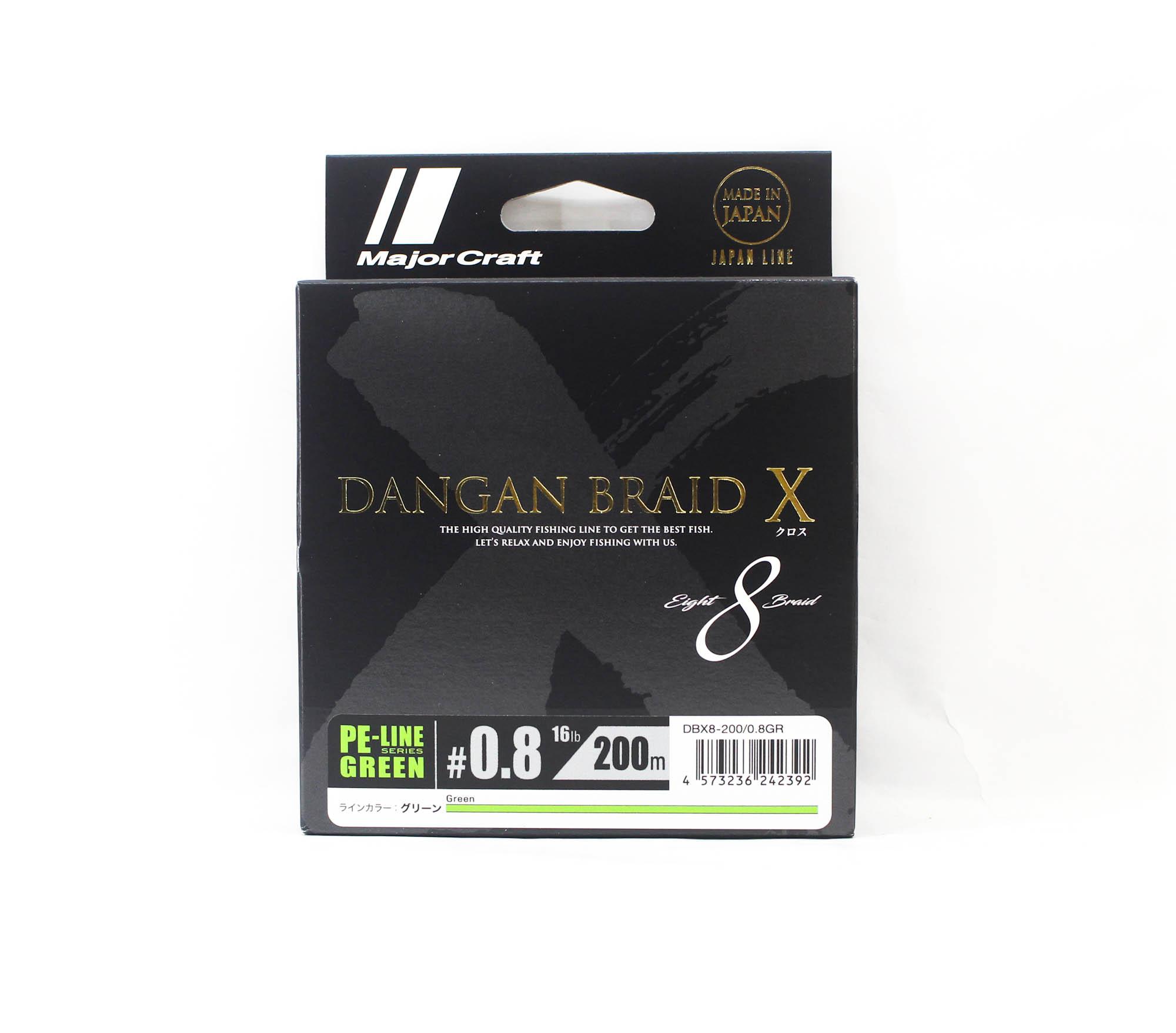 Шнур Major Craft Dangan Braid X Line X8 200м P.E 0.8 Зеленый DBX8 200/0.8GR (2392)