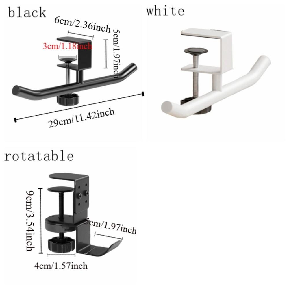 Carbon Steel Desk Edge Bag Hook Removable Adjustable Desk Headset Hanger Rotatable Punch-free Hanging Handbag Holder Office Desk