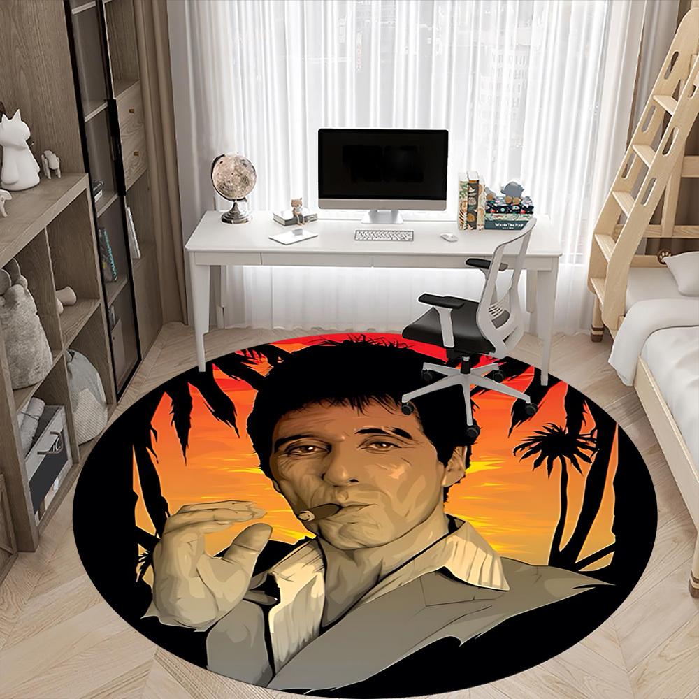 1pc Scarface Carpet, Round Non-Slip Durable Large Size Office Carpet, Suitable for Office, Beautiful Decoration