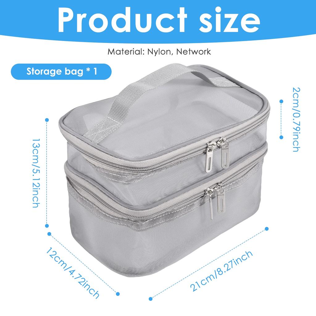 Large Capacity Mesh Cosmetic Bag Double Layer Transparent Travel Toiletry Bag with Handle Portable Makeup Organiser for Women