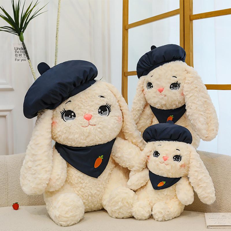 Beret Cartoon Cute Rabbit With Carrot Pattern Scarf Plush Toy Children For