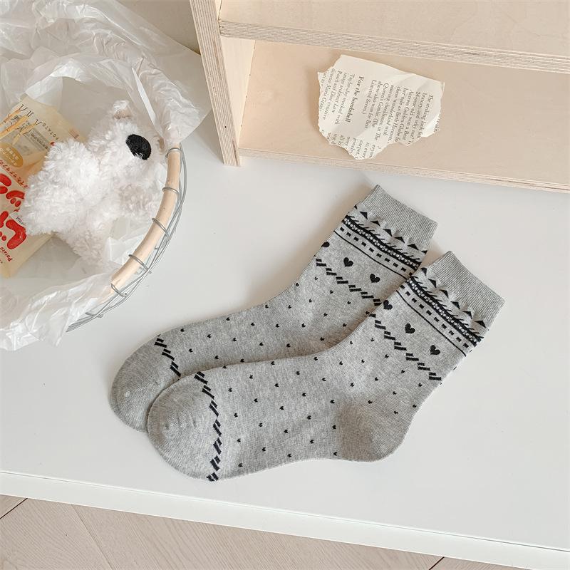 Love Jacquard Spring Puppy Cotton Bow New Product Stack Socks Mid-Leg Socks Casual Sports