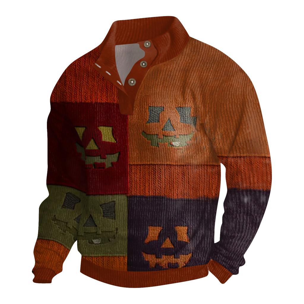 Men's Halloween Printed Corduroy Button Shirt