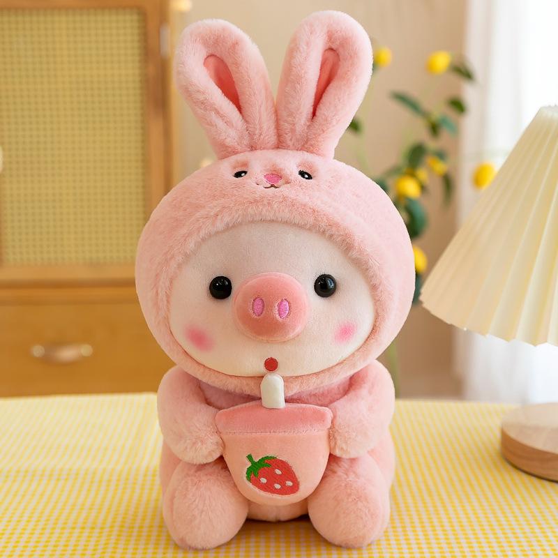Bubbel Varken Pluche Speelgoed Knuffeldier Konijn Kikker Eenhoorn Tijger Kussen Beker Melk Thee Boba Pluche Pop Verjaardagscadeau Knuffelige Baby 23cm