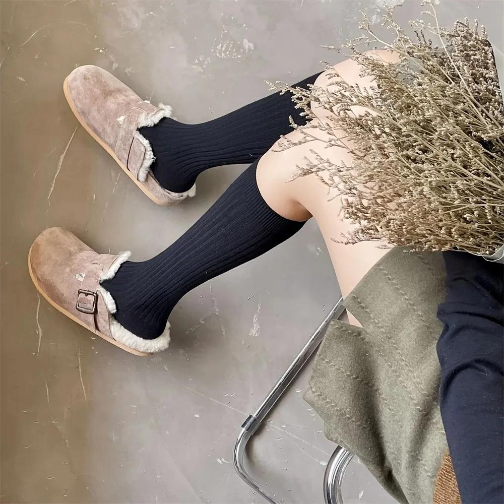 Women Knee Socks White Cotton Stockings Lolita Y2k Long Socks Slim Funny Socks For Girls