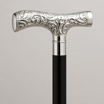 Eleganter Gehstock mit Silbergriff 93,98 cm Designer-Look, Stabiler Holzstock für Männer Frauen Vater, Mutter, Großvater, Großmutter Geschenk