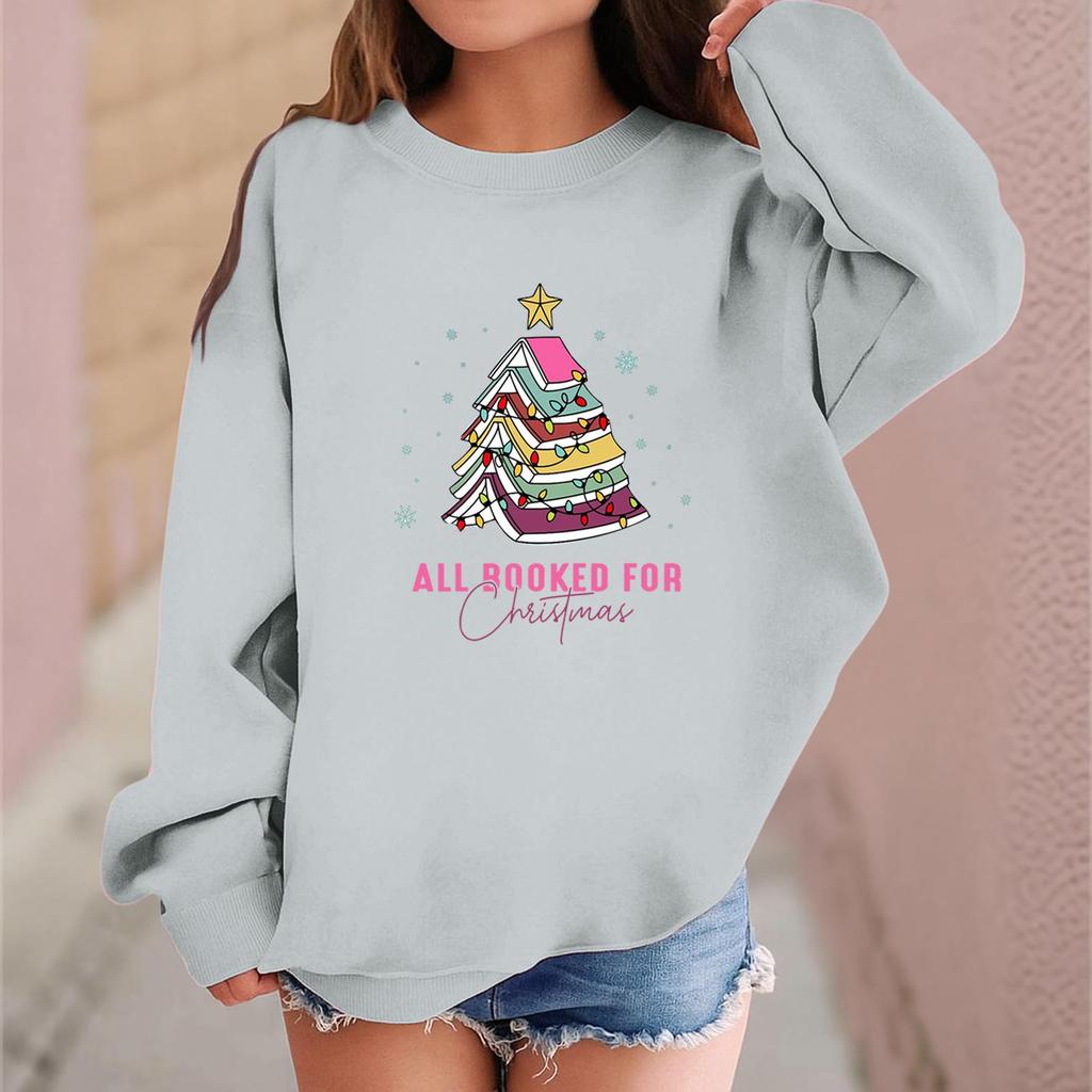 Children's Fashionable Casual Long-sleeved Loose Christmas Print Pullover Sweatshirt