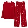 100% Cotton Women's Red Pajamas - Spring/Fall Wedding Year of the Rat Long Sleeve Plus Size Set