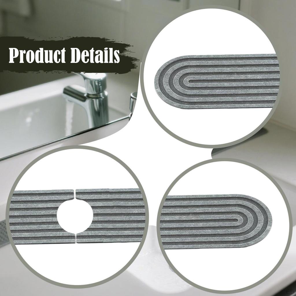 Faucet Mat for Kitchen Sink, Reusable Water Absorbent Counter Protector Home and Restaurant
