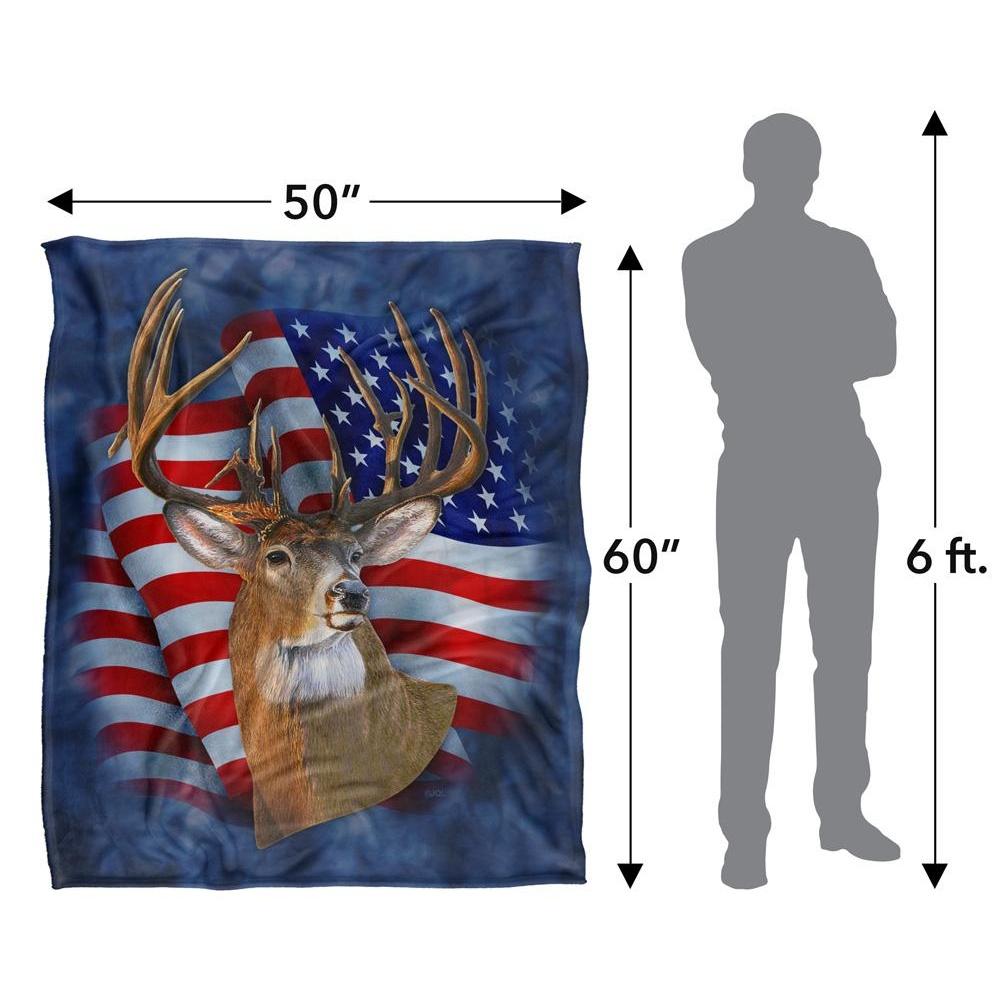 JQ Licensing Lz-Jp Silky American Flag Deer Supersoft Blanket