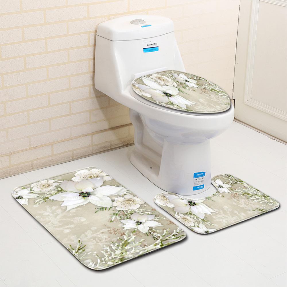 Christmas Bathroom Floor Mat Toilet Three-Piece Set