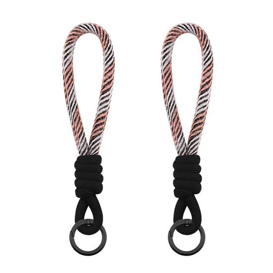 2Pcs Keychain Lanyard Two-Color Design Braided Rope Wrist Strap with Hanging Ring Keys Phone Bag Decor DIY Accessories