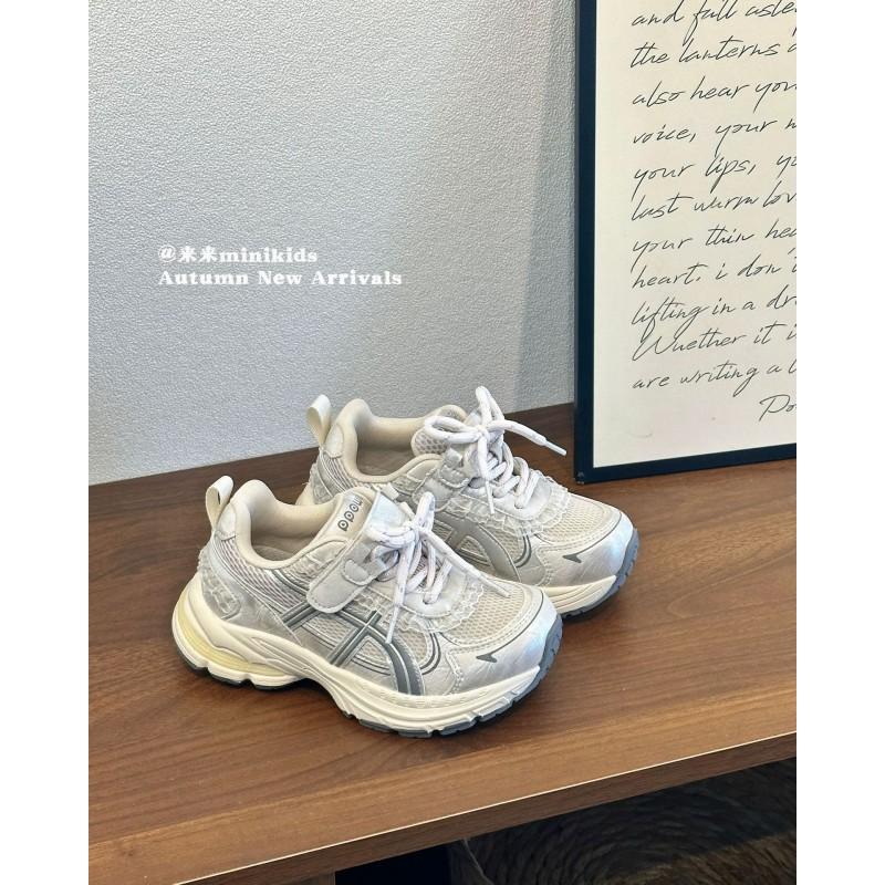 Youth Style Shoes Kids Breathable Mesh Dad Shoes Girls Boys Casual Sneakers Rubber Sole Slip-On With Hook Loop