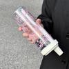 Bowknot Straw Cup Plastic Cup With Lid Straw Portable Plastic Cups  Bubble Tea Coffee