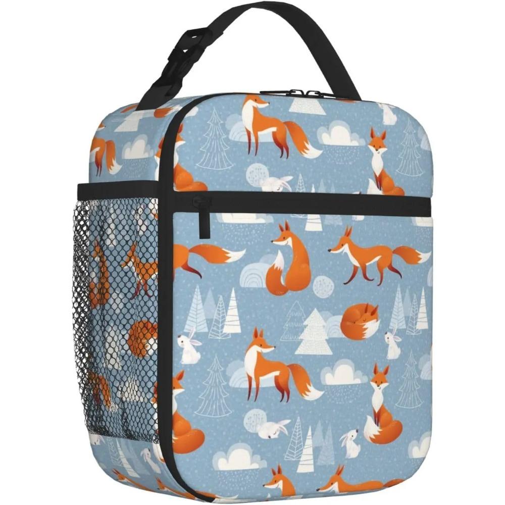 Fox Bunny Cloud Lunch Bag for Women Men Reusable Insulated Lunch Box Portable Lightweight with Side Pocket for Work Picnic