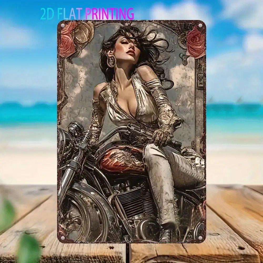 Vintage Motorcycle Metal Tin Sign Retro Biker Garage Wall Decor Industrial Style Art