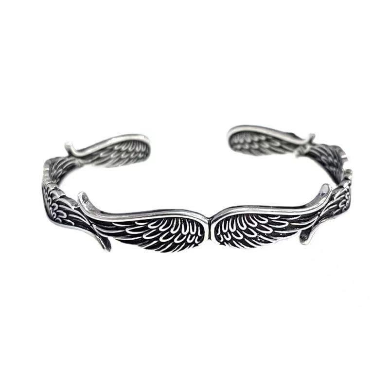 Retro Angel Wing Bracelet Ring Personalized Fashion Open Adjustable Cuff Wristband Punk Hip Hop Jewelry Gift