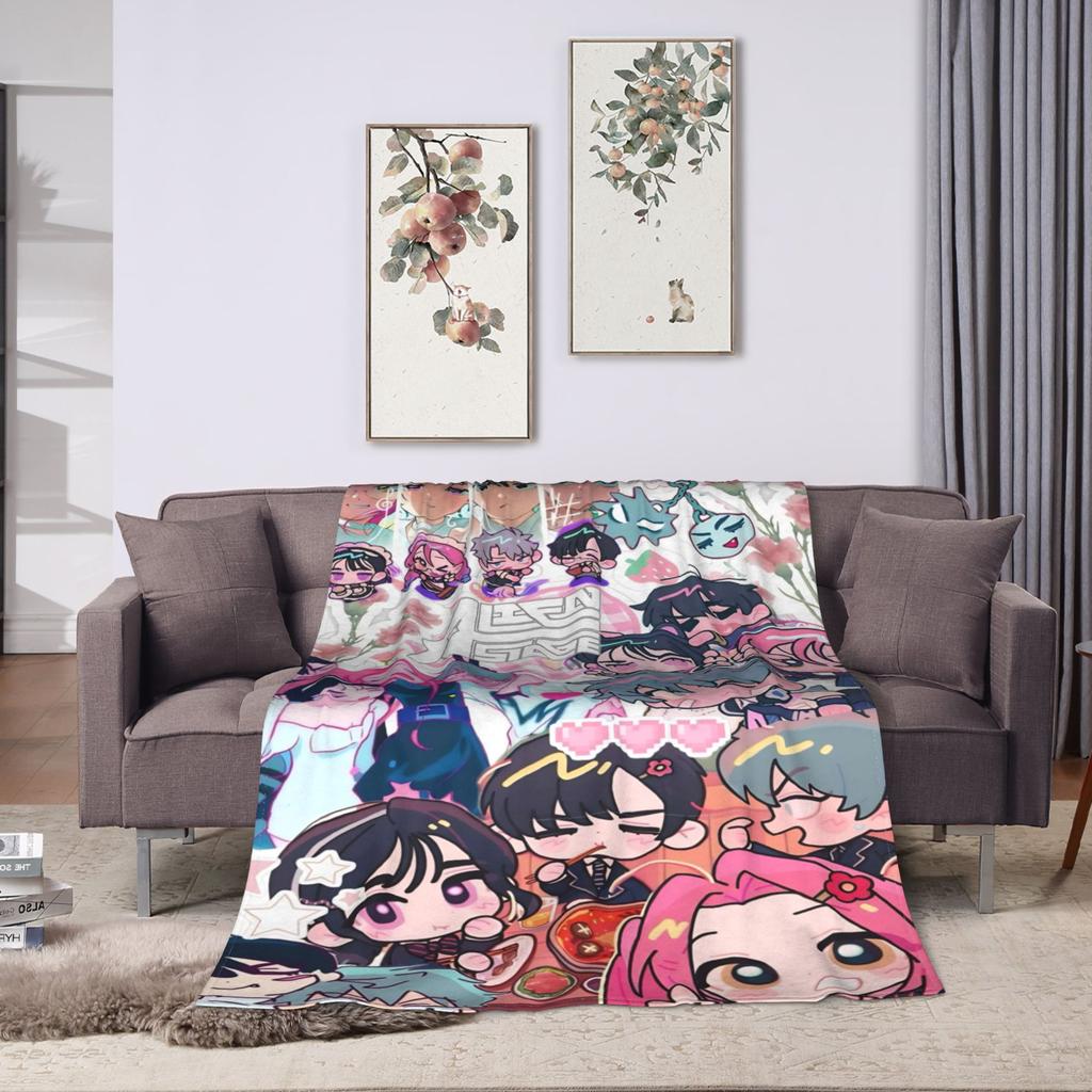 Alien Stage Manga Character Collage Plush Blanket Flannel Throw Blanket For Couch Chair Soft Custom Quality Bedspread
