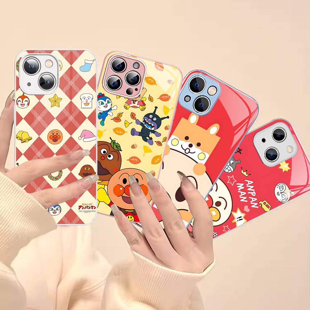 1pc Cartoon A-AnpanmanS Anime Tempered Glass For Iphone 14 13 12 11 Pro Mini XS MAX 14Plus X XS XR Cover