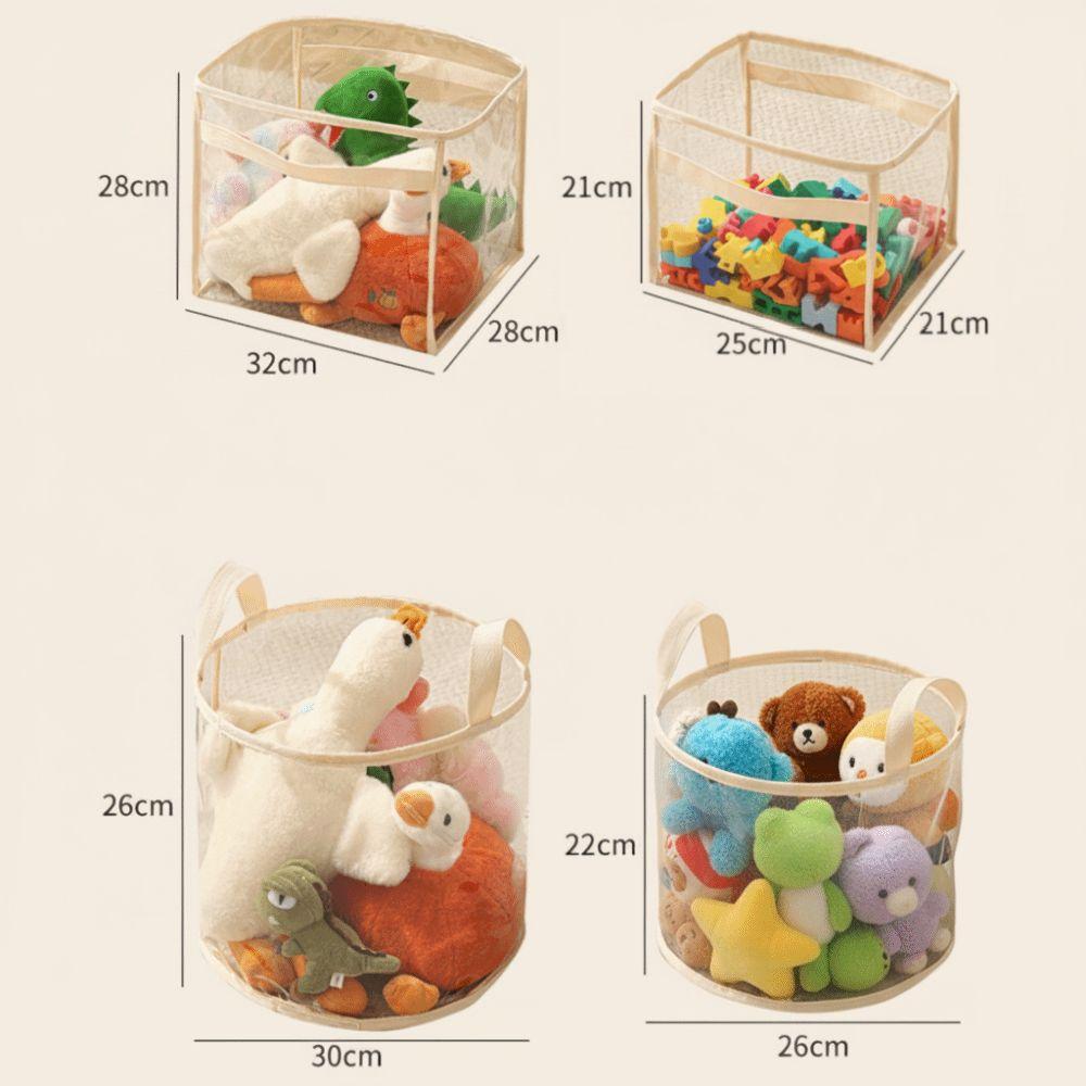 with Handle Doll Storage Basket PVC Stuffed Toys Organizer New Plush Toys Storage  Household Use