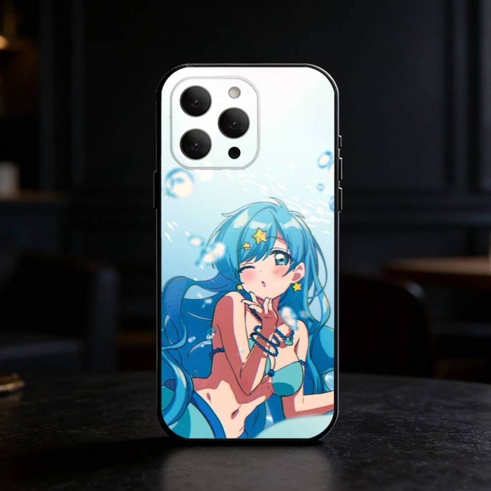 Mermaid Melody Pichi Pitch Phone Case For iPhone 17,16,15,14,13,12,11 Plus,Pro Max,SE4Soft Silicone Black Cover