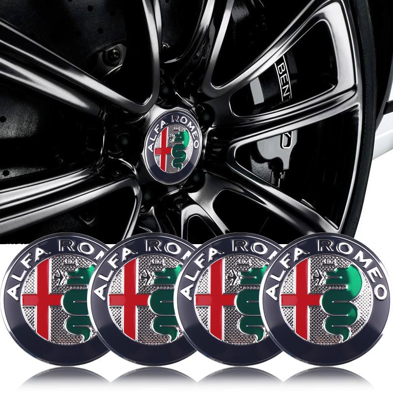QJDS8 4pcs/set 56mm Car Wheel Center Hub Caps Stickers Auto Decoration Accessories For Alfa Romeo Giulietta GT 159 147 156 Mito Brera