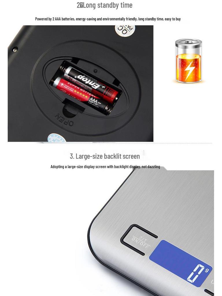 Edelstahl Hochpräzisions P20 Küchengrammwaage - Elektronische Haushaltsbackwaage