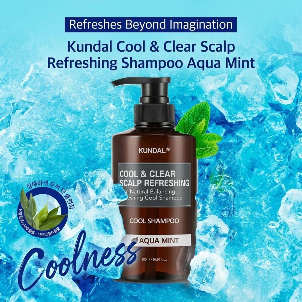 Kundal Cool & Clear Scalp Refreshing Shampoo Aqua Mint Scent 1058ml