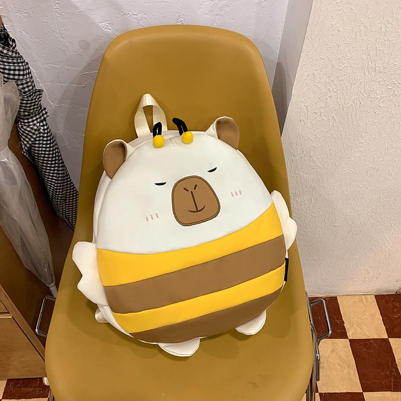 Nylon Cute Honeybee Backpack With Embroidery For Casual Travel And Student Use