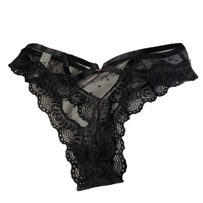 Wildness Sexy Lace Tanga Panties for Women, Low Waist Hollow Out Cross-Back Breathable Underwear
