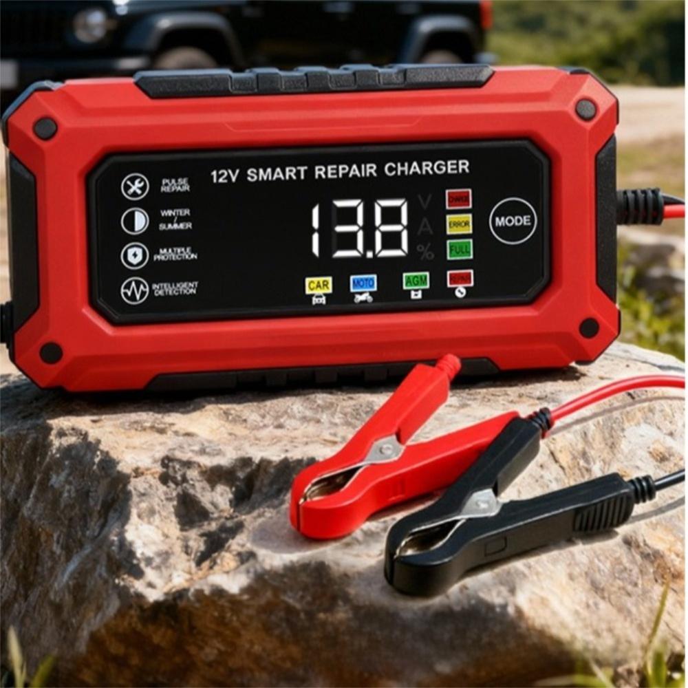 Plastic Intelligent Car Battery Charger 12V 6A Motorcycle Battery Charging Unit Lead-Acid Battery