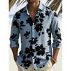 Herrenbluse mit Blumenprint, langen Ärmeln und Kragen für Urlaub und Freizeit, Strandreise-Trend, Herrenbekleidung