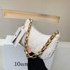 Quilted Ruched Crescent Bag, Fashion Chain Shoulder Bag, Women's Handbag with Coin Purse for Summer Every Day