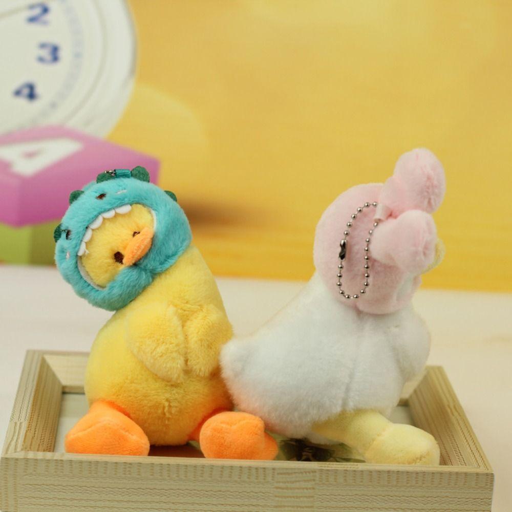 

Sunflower Crooked Head Duck Keychain PP Cotton Little Yellow Duck Plush Pendant Kids