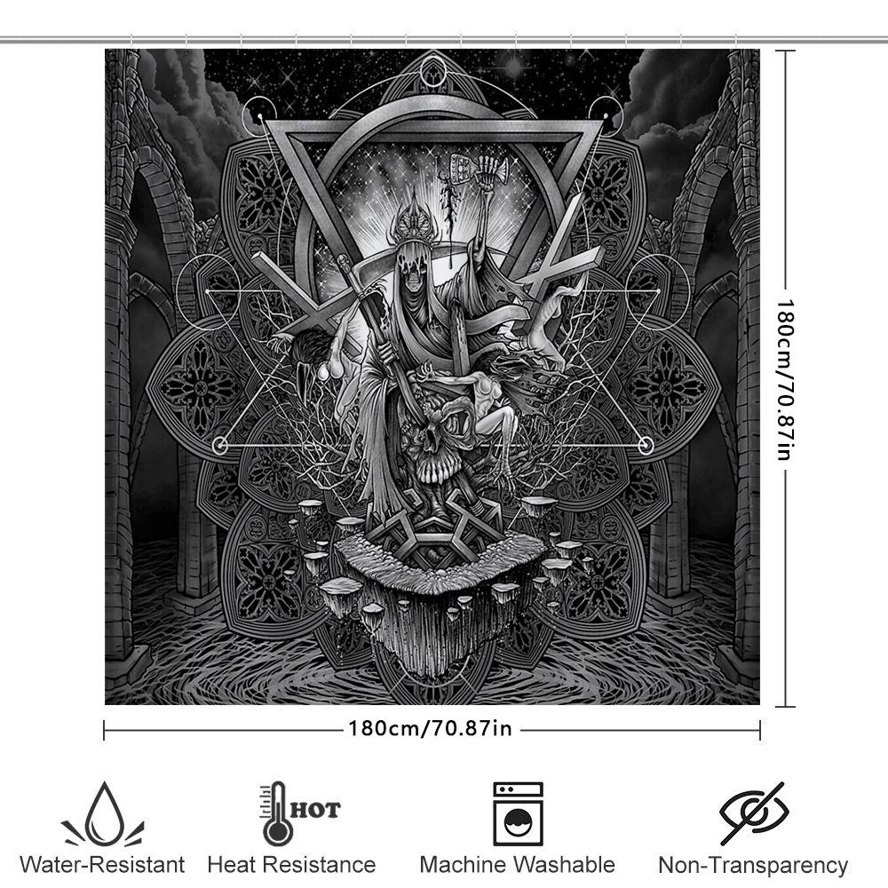 Gothic Horror Shower Curtain Dark Fantasy Tapestry Wall Hanging Halloween Decor Spooky Macabre Art Home Decor Room Divider