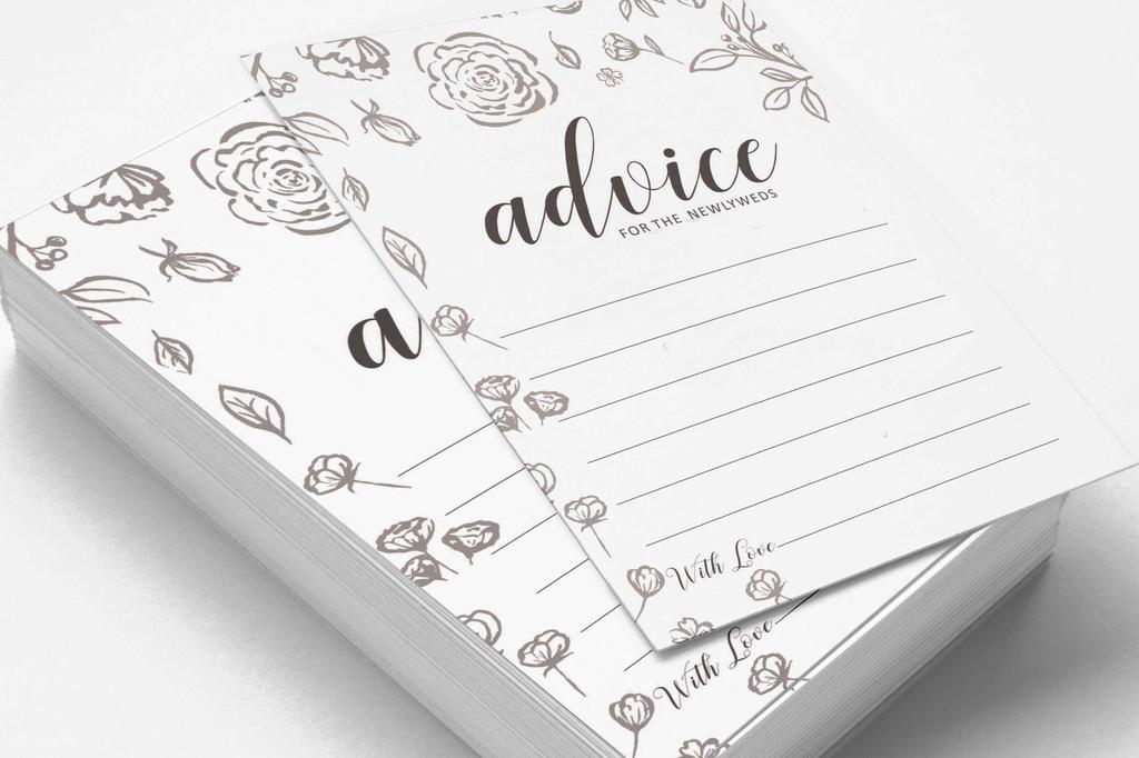 Inkdotpot Set of 50 Advice for The Newlyweds, Bride & Groom, Perfect Addition to Your Wedding Reception Decorations Advice Cards 5x7 inches