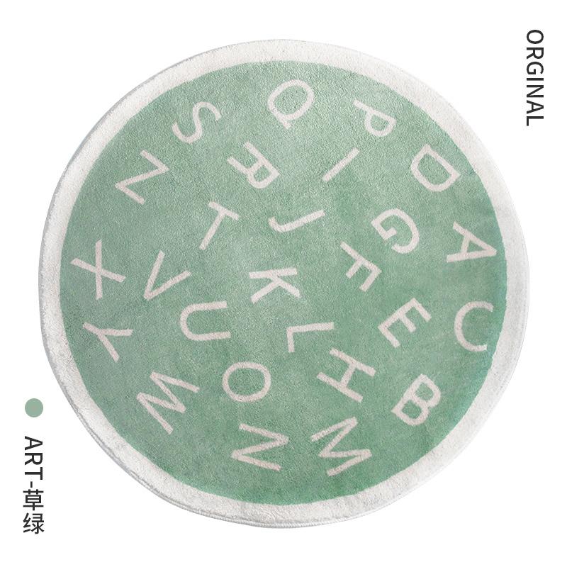 

Nordic Round Cartoon Carpet Home Bedroom Bedside Children Room Cute Letters Simple Thicked Plush Covers Sofa Coffee Table Covers Diameter 80CM