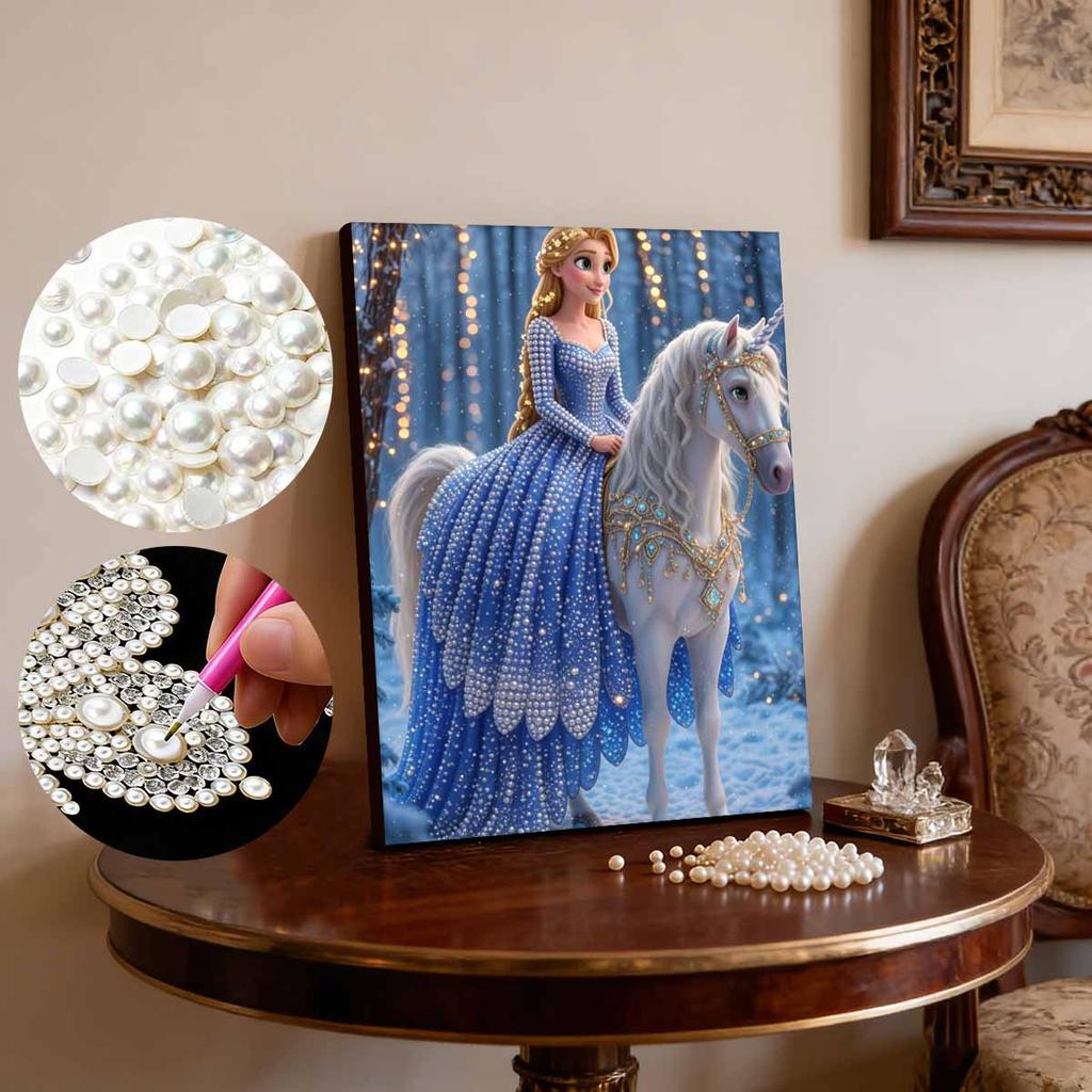 Disney Pearl Painting Rapunzel Unicorn Snow Forest Creative Art 5D Pearl Embroidery Cross Stitch Kit Handmade DIY Home and Room Decor Gift