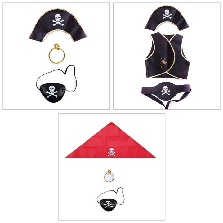 Pirate Costume Set Pirate Eye Patches Skull Pattern Pirate Hat Halloween Pirate Cosplay Accessories