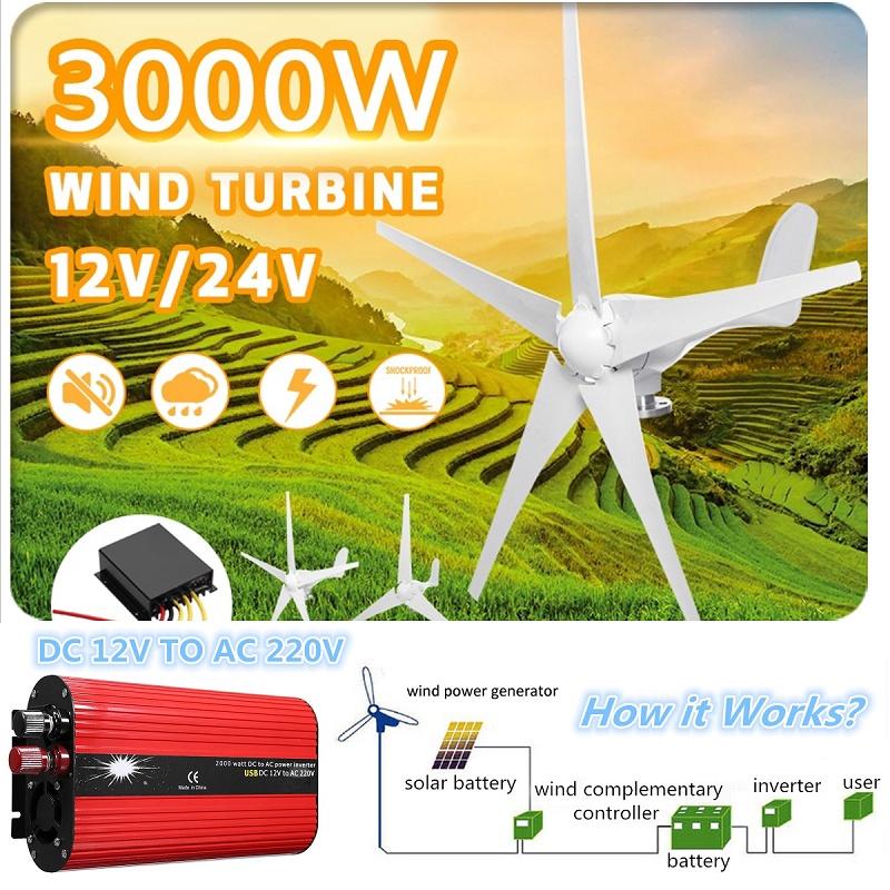

220В Водонепроницаемый Генератор Ветряных Турбин Контроллер Заряда Регулятор 500Вт-2000Вт Автомобильные Инверторы Мощности 2000W