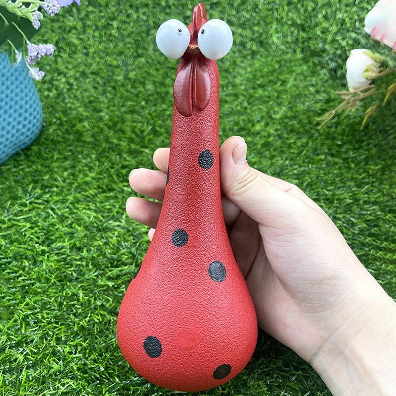 Żywiczne Ozdoby Kurczaków z Długą Szyją Do Ogrodu Dziedzińca Dekoracja Zewnętrzna Śmieszne Posążki Kurczaków Figurki na Biurko
