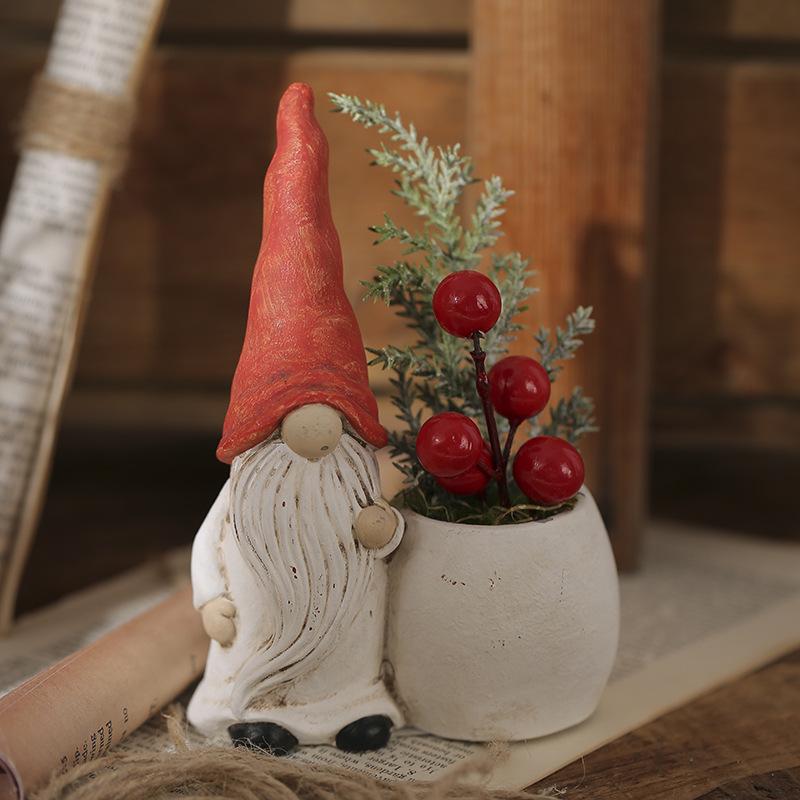 2025 Multi-color Faceless Old Man Christmas Flower Pot Ornament with Hat