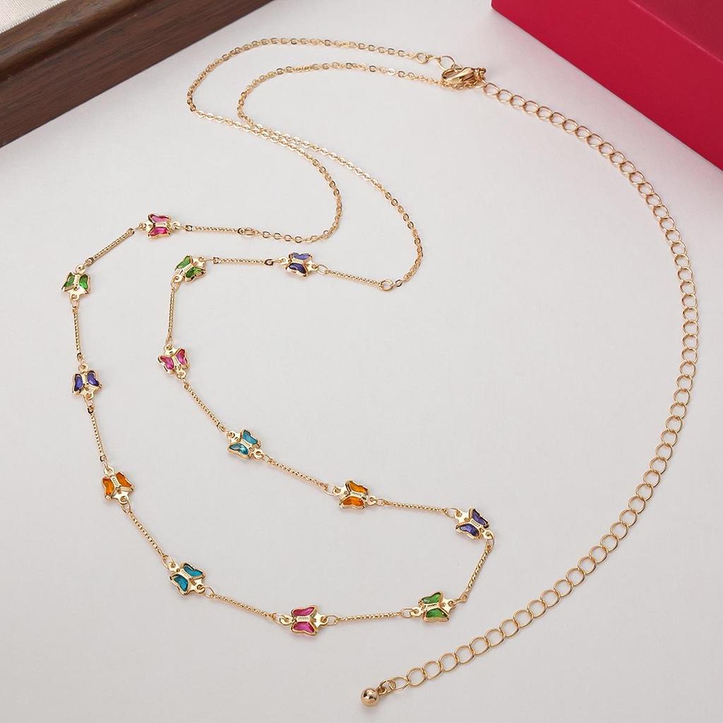 Elegant Butterfly Waist Chain with Colorful Inlays for Dress Shirt