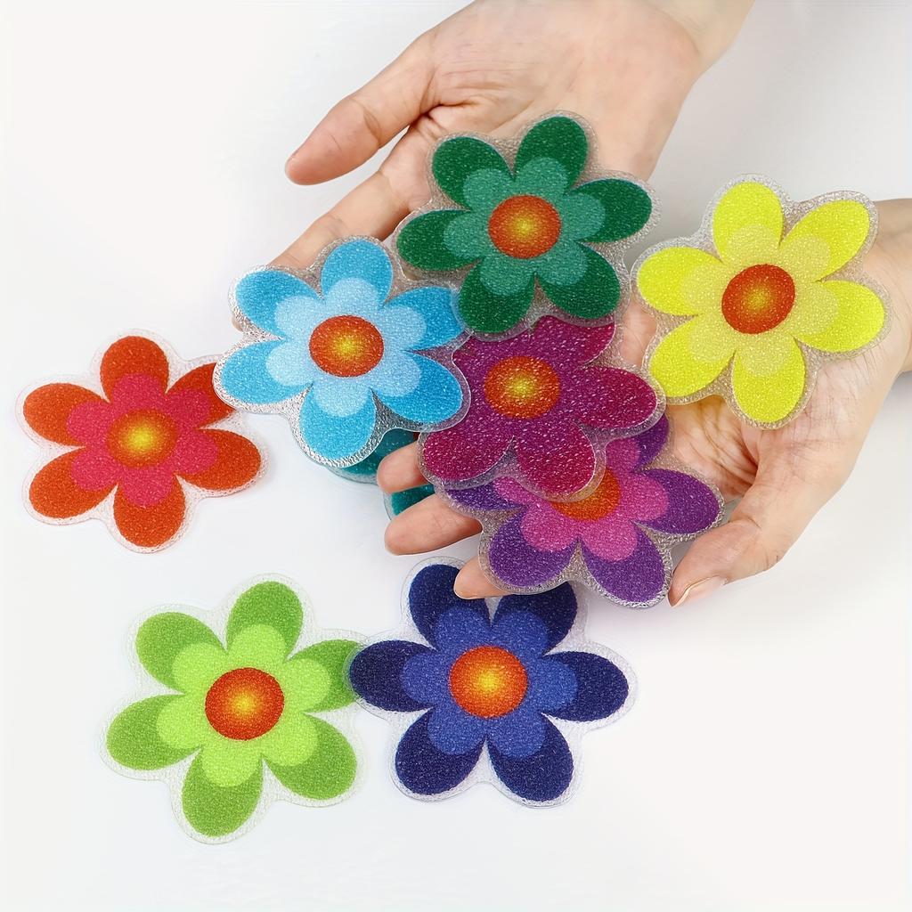 10-color Flower Self-adhesive Bathtub Non-slip Stickers for Bathroom and Stairs Strong Friction Safety Non-slip Tape Colorful Stickers