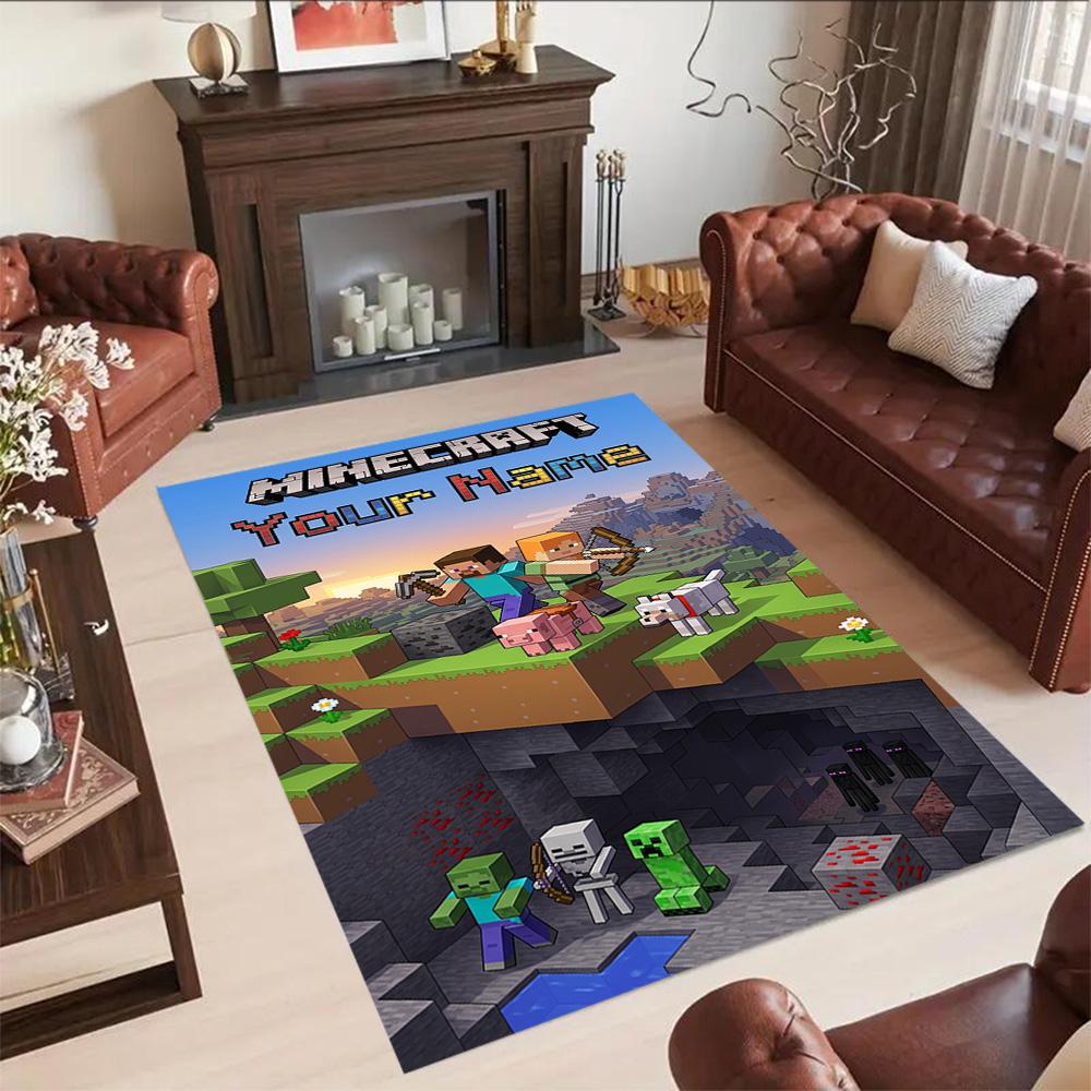 Minecraft Customizable Name Area Rug Perfect For Living Rooms Dormitory Dining Room Balcony Antislip Rug Office Home Decor Wedding Party Gift