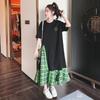 Women's French Retro Plaid Patchwork Dress - Summer Korean Style Chic, Hepburn-Inspired, Age-Reducing Temperament Skirt.
