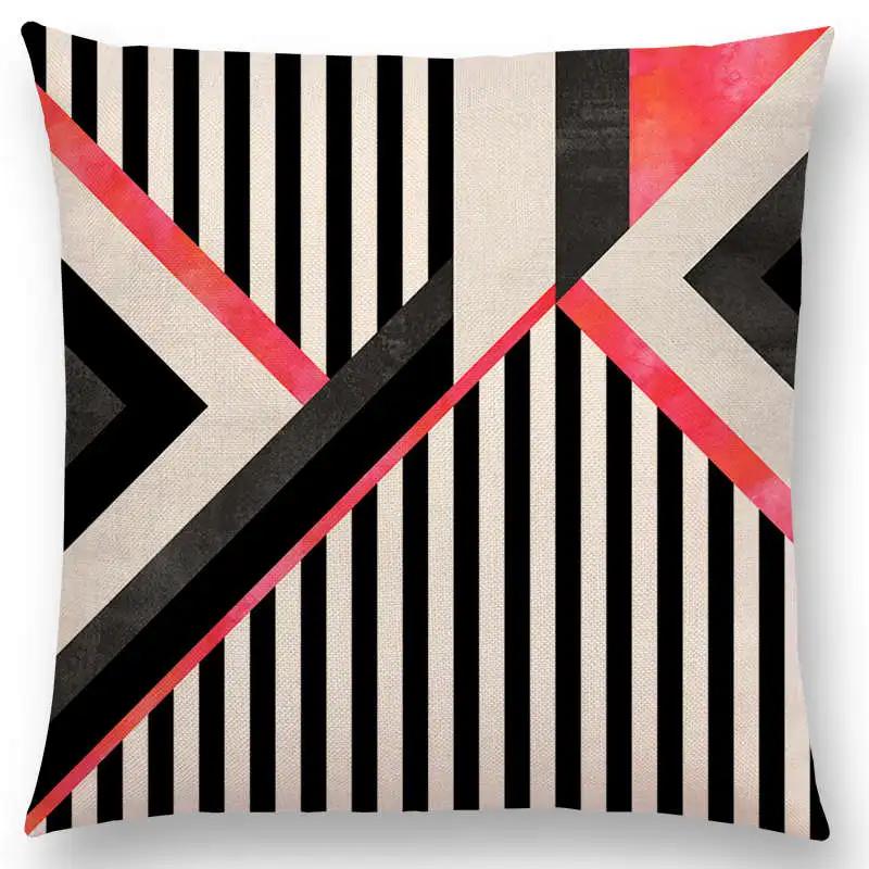 New Colorful Blocks Layers Stripes Geometric Combination Gold Lines Gorgeous Prints Cushion Cover Throw Pillow Case