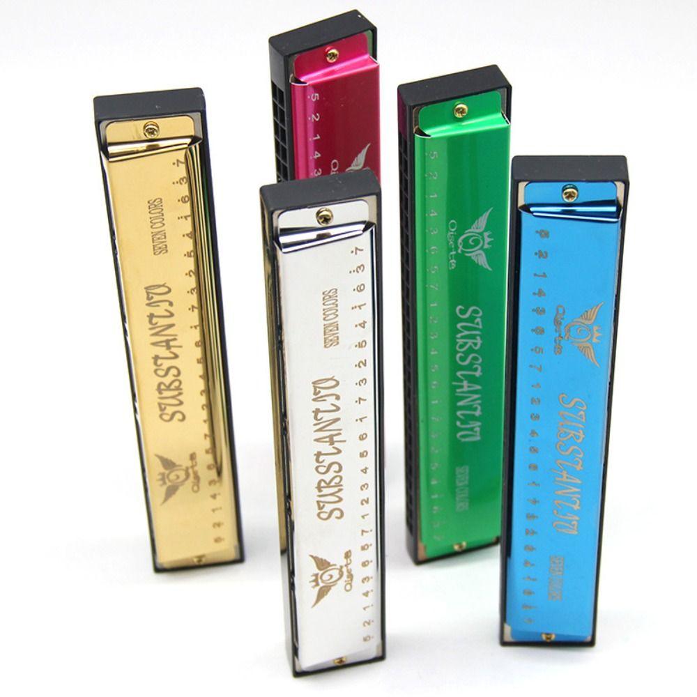 Tremolo Harmonica 24 Hole Harmonica Double Row Blues Harmonica Mouth Organ C-key Harmonica Kids