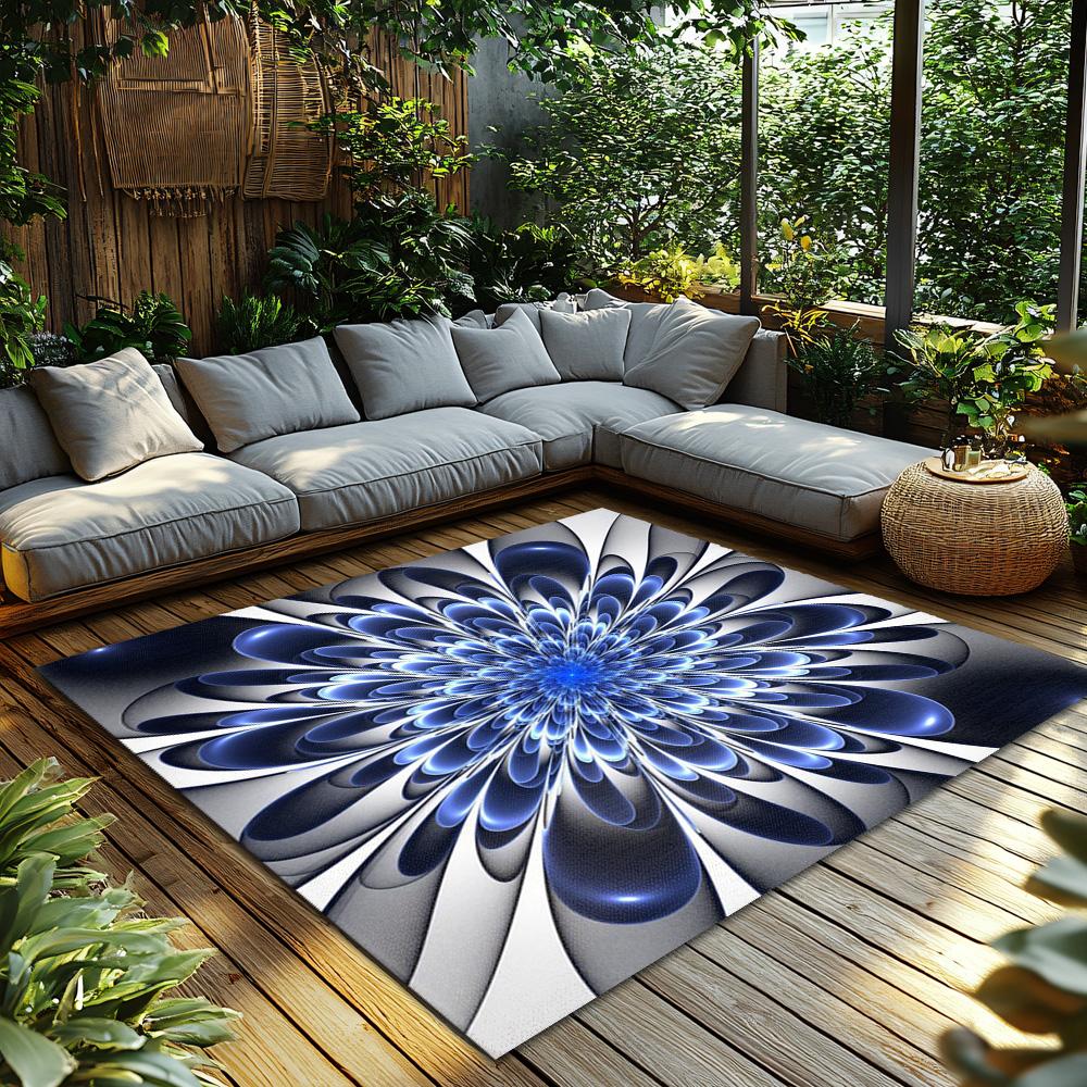 Tuniu Psychedelic Abstract Flower Rug, Modern Living Room Carpet, Bedroom Area Rug, Non-Slip Floor Mat, Decorative Home Decor
