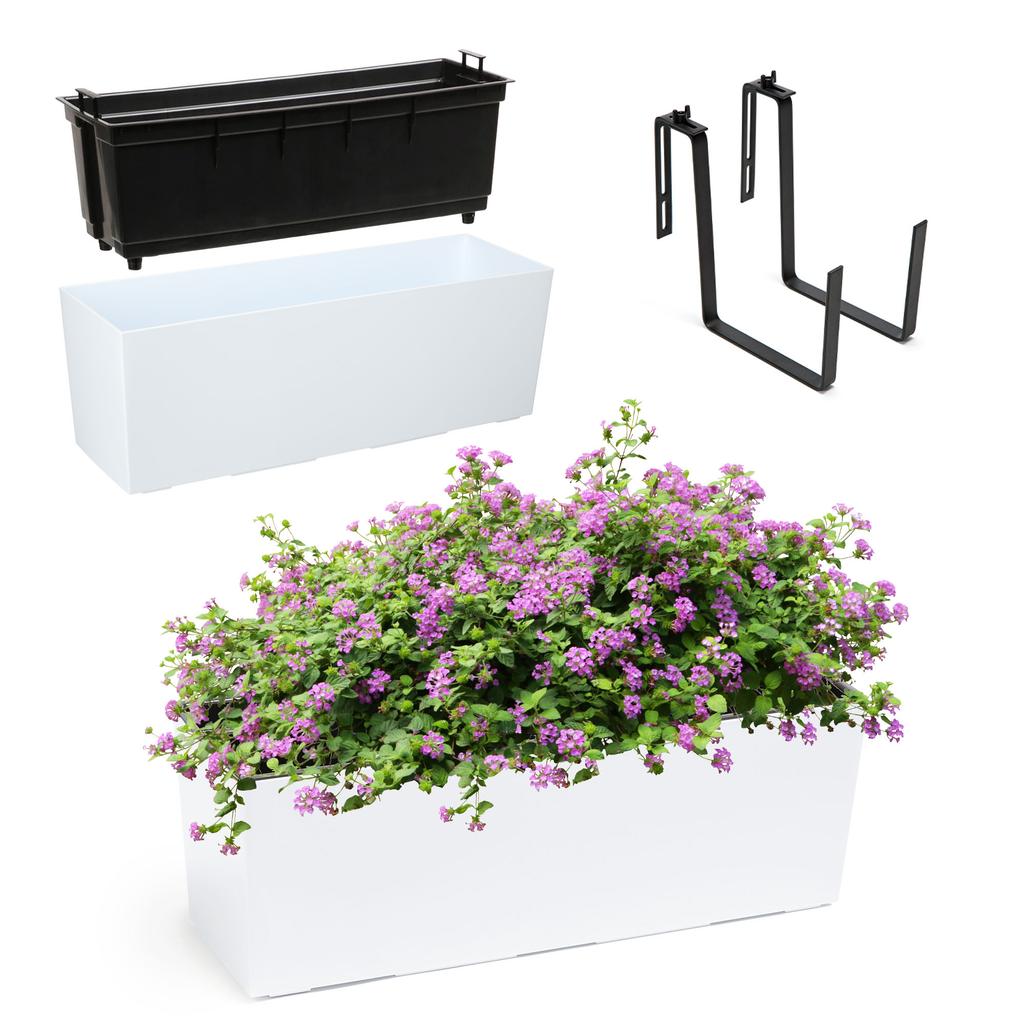 KADAX Flowerpot Balcony Box Handles 19x56cm Black